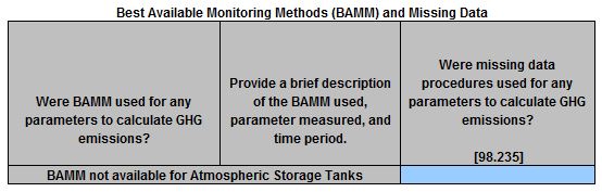 Image of BAMM & missing data table for 2016-2023 Atmospheric Storage Tanks